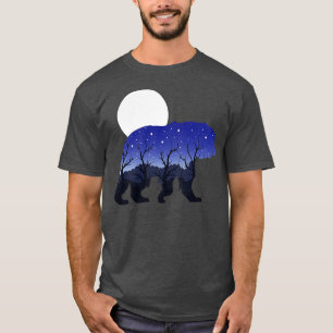 Camiseta Bosque natural Animal Moon Night Brown Bear