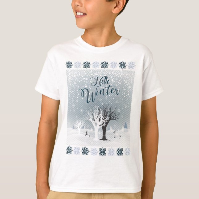Camiseta Bosque nevado de fantasía de cuento de hadas en in (Anverso)
