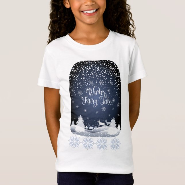 Camiseta Bosque nevado de fantasía de cuento de hadas en in (Anverso)