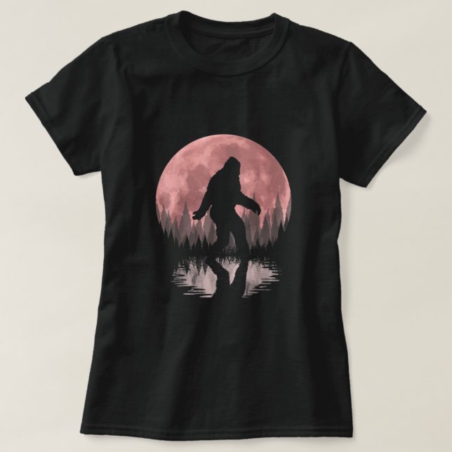 Camiseta ¡Bosque Nocturno De Pie Grande! Guay Sasquatch (Diseño del anverso)