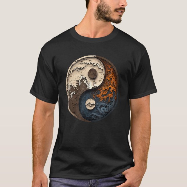Camiseta Bosque oceánico con símbolos de Yang de equilibrio (Anverso)