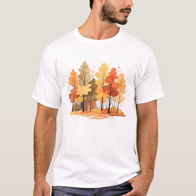 Camiseta Bosque otoñal con hojas cambiantes (Anverso)
