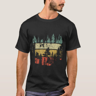 Camiseta Bosque retro de la naturaleza al aire libre de árb