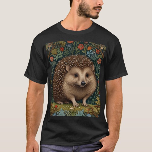 Camiseta Bosque retro vintage hedgehog woodland botánico (Anverso)