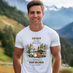 Camiseta Bosque Rústico Oh Boy Bearly Wait Baby Shower