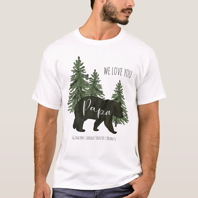 Camiseta Bosque rústico que te queremos papá oso nietos (Anverso)