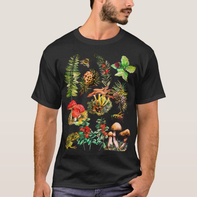 Camiseta Bosque, setas silvestres (Anverso)
