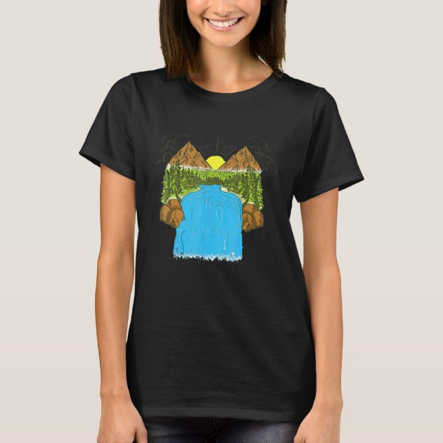 Camiseta Bosque solar de montaña Retro Lake (Anverso)