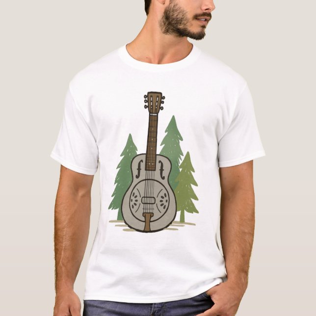 Camiseta Bosque Steel Dobro - Arte de amantes de la música  (Anverso)