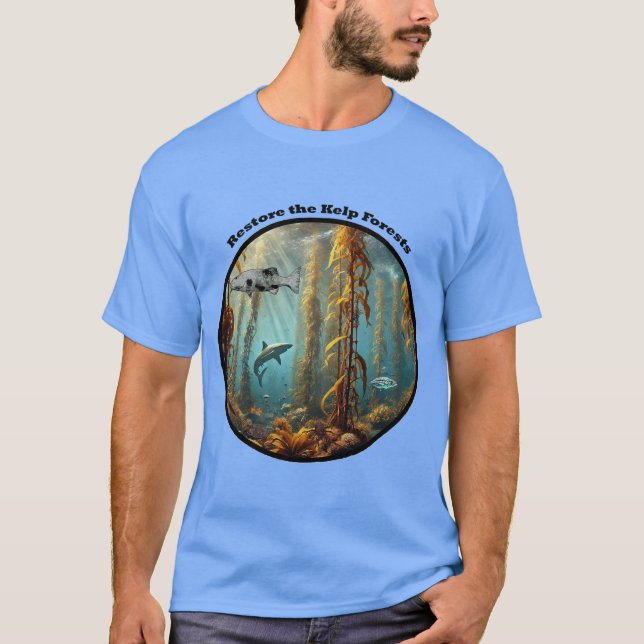 Camiseta Bosque subacuático Kelp con peces y langostas URM (Anverso)