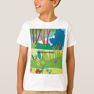 Camiseta Bosque tropical con flores y mariquitas 