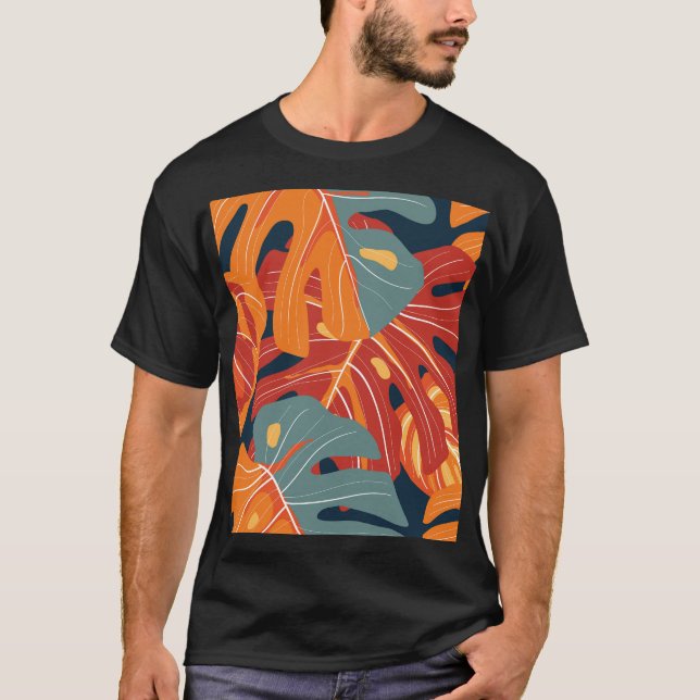 Camiseta Bosque tropical: diseño de papel pintado de flores (Anverso)