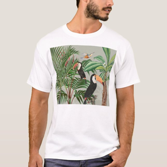 Camiseta Bosque tropical y aves turcas (Anverso)