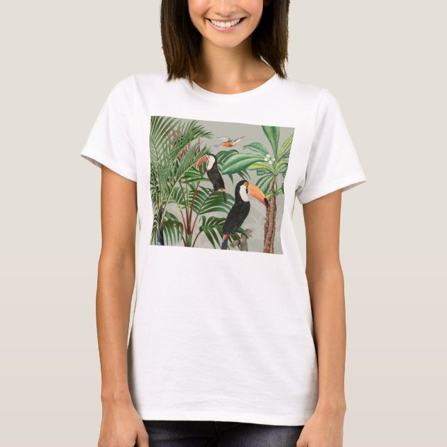 Camiseta Bosque tropical y aves turcas (Anverso)