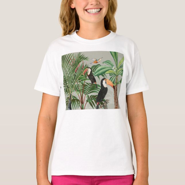 Camiseta Bosque tropical y aves turcas (Anverso)