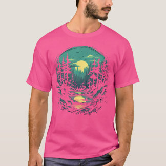 Camiseta Bosque Y Naturaleza Pino Árbol Montaña Moon Verde