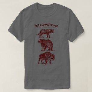 Camiseta Bosquejo Antiguo de Vida Silvestre de Yellowstone