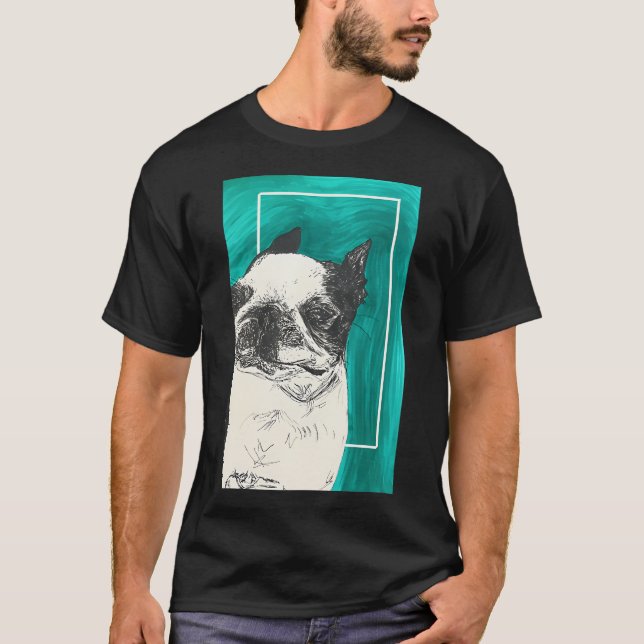 Camiseta Bosquejo audaz de perro terrier de Boston (Anverso)