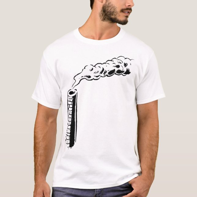 Camiseta Bosquejo de contaminación de chimenea monocromo (Anverso)