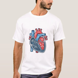 Camiseta Bosquejo de Corazón Humano Anatómico Ilustración M