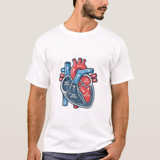 Camiseta Bosquejo de Corazón Humano Anatómico Ilustración M