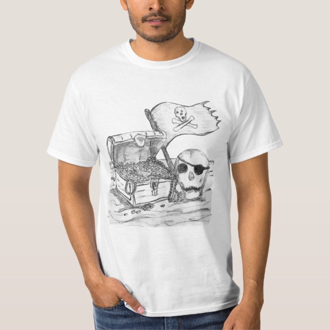 Camiseta Bosquejo de la escena del tesoro pirata (Anverso)