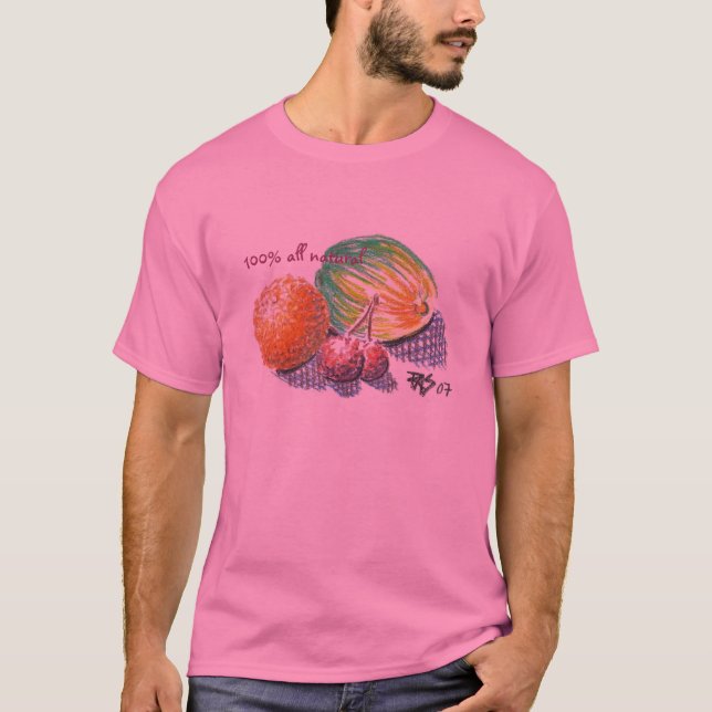 Camiseta bosquejo de la fruta, el 100% todo natural (Anverso)