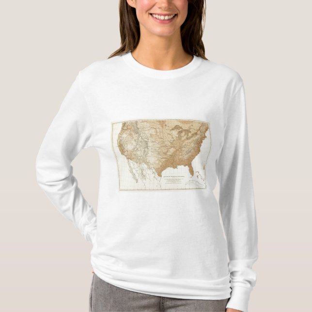 Camiseta Bosquejo de los E.E.U.U. Hypsometic (Anverso)
