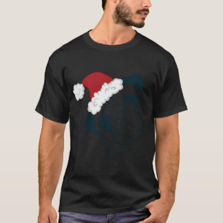 Camiseta ¡Bosquejo de Pug mirando! Pug navideño adorable co