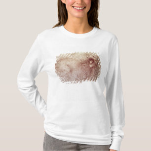 Camiseta Bosquejo de un león del rugido (tiza roja en el