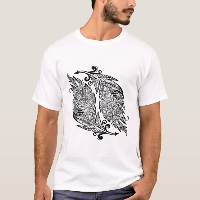 Camiseta Bosquejo inspirado de plumas (Anverso)