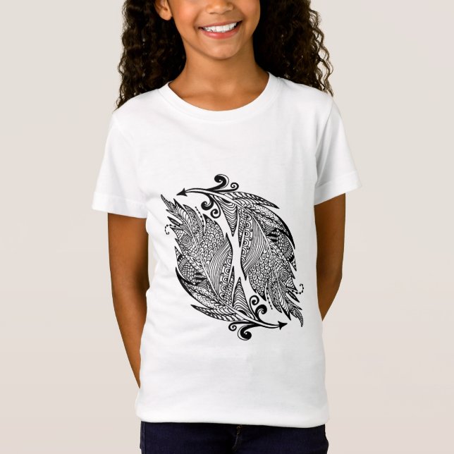 Camiseta Bosquejo inspirado de plumas (Anverso)