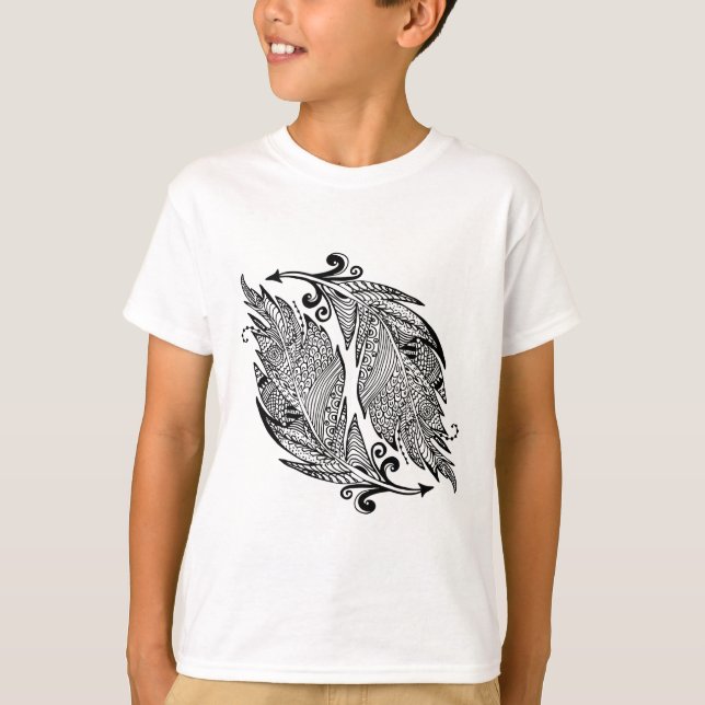 Camiseta Bosquejo inspirado de plumas (Anverso)