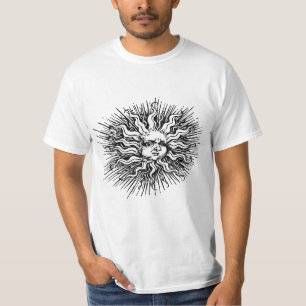 Camiseta Bosquejo Vintage del Sol Místico