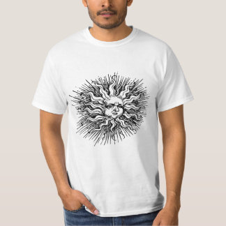 Camiseta Bosquejo Vintage del Sol Místico