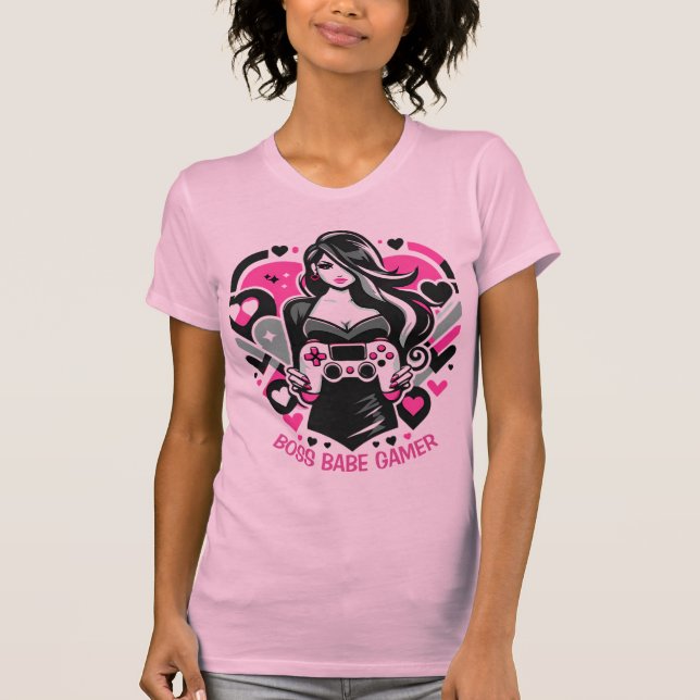 Camiseta Boss Babe Gamer Shirt Girl Power Gaming (Anverso)