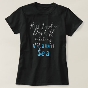 Camiseta Boss Day Off Vitamin Sea Blue Typography Funny