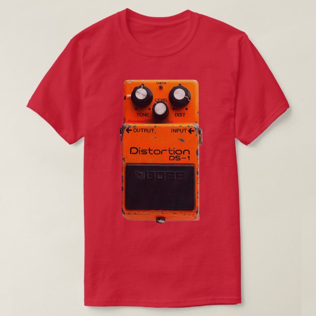 Camiseta Boss DS1 Distorsión Guitarra Pedal Vintage  (Diseño del anverso)