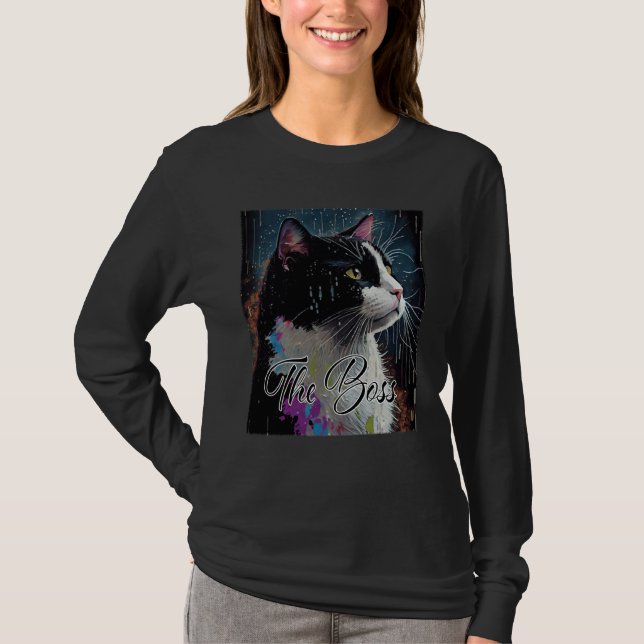 Camiseta Boss Tuxedo Cat  for Mom Dad (Anverso)