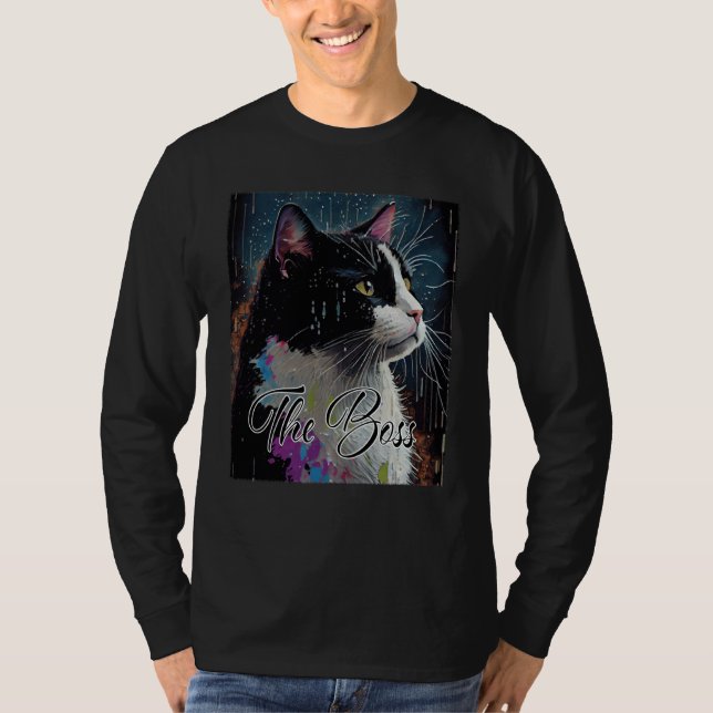 Camiseta Boss Tuxedo Cat  for Mom Dad (Anverso)