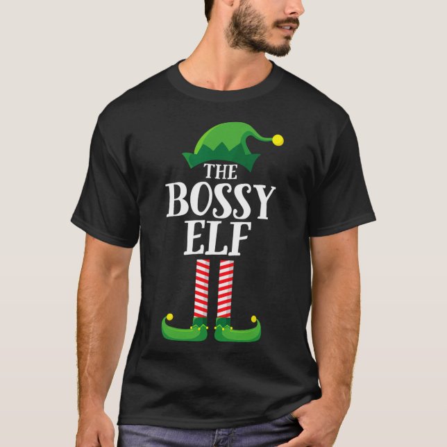 Camiseta Bossy Elf Matching Family Group Navidades Fiesta P (Anverso)