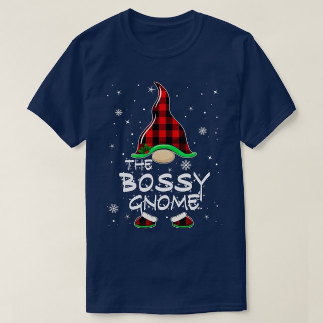 Camiseta Bossy Gnome Búfalo Plaid Familia Matanza Christma (Diseño del anverso)