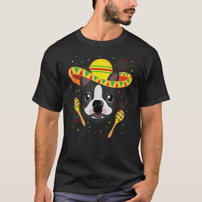 Camiseta Bostie Bostier Perro Cinco De Mayo (Anverso)