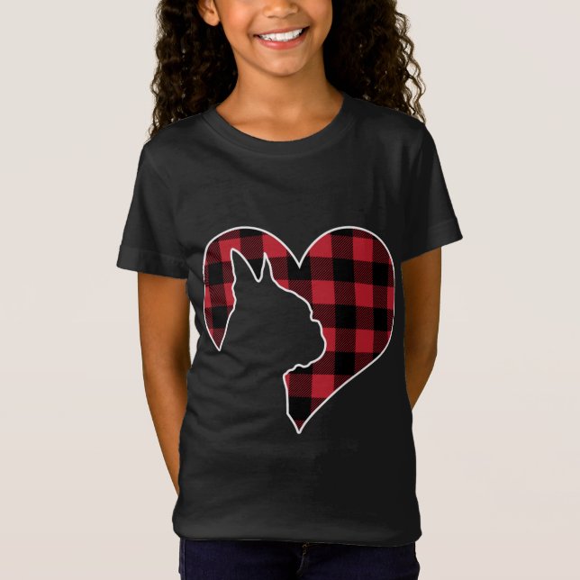 Camiseta Bostie Boston Terrier Dog Navidades Buffalo Plaid (Anverso)