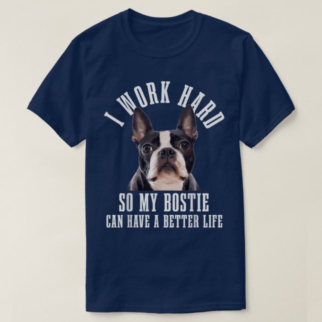 Camiseta Bostie Mom Dog Dad Funny Boston Terrier (Diseño del anverso)