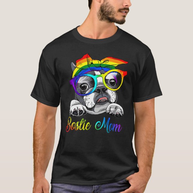 Camiseta Bostie Mom Por Lgbt Orgullo Perros Terrier De Bost (Anverso)