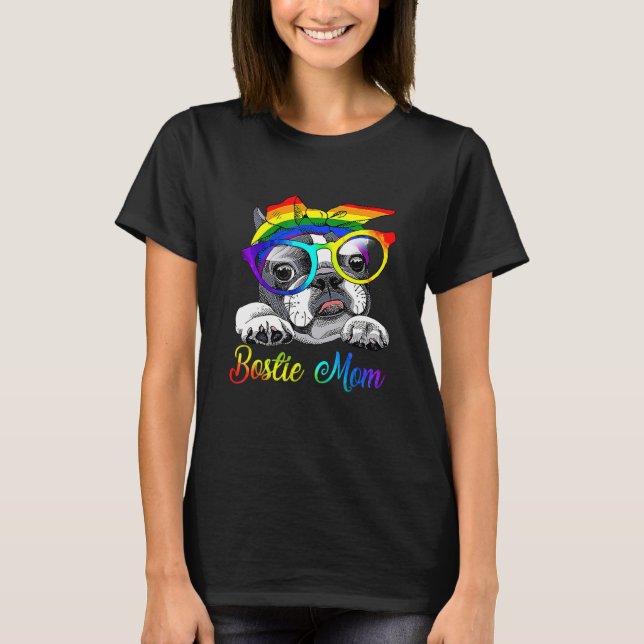 Camiseta Bostie Mom Por Lgbt Orgullo Perros Terrier De Bost (Anverso)
