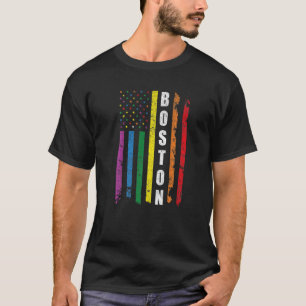 Camiseta Boston Bandera Estadounidense Arcoiris Gay Lgbt Or