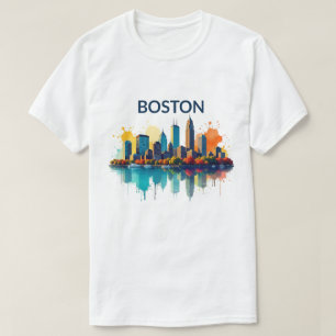 Camiseta Boston Ma Ciudad   Boston Skyline Acuarela