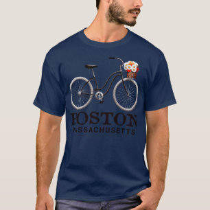Camiseta Boston Massachusetts Bicicleta Flores Cesta Verano